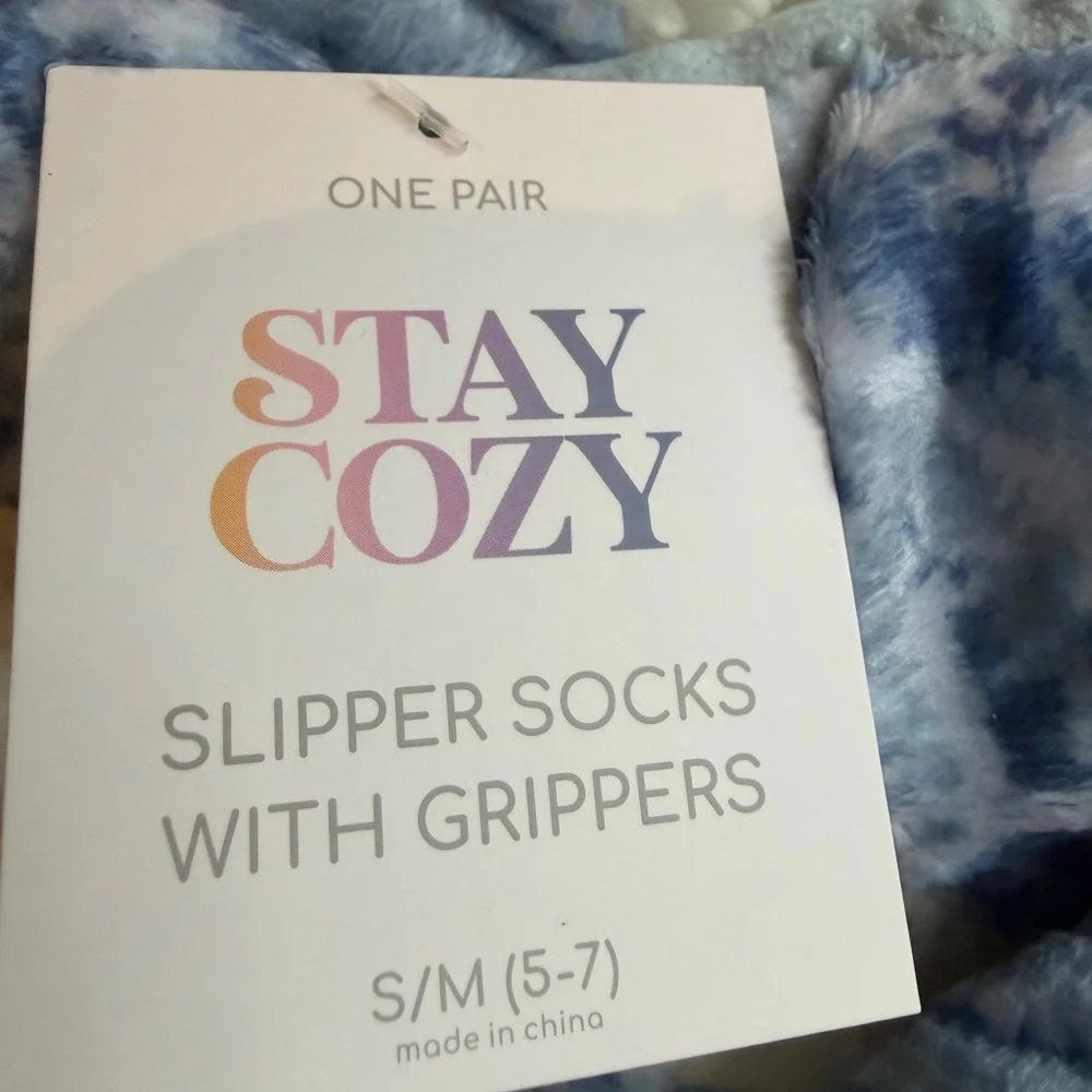 3 pairs of Cozy Blue and Cream Slippers